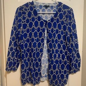 Talbots royal blue chain link print cardigan